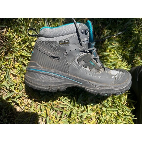 KEEN Steens Mid WaterprSteel Gray / Ocean Wave woman's Size 8 unisex hiking boot - Picture 10 of 12